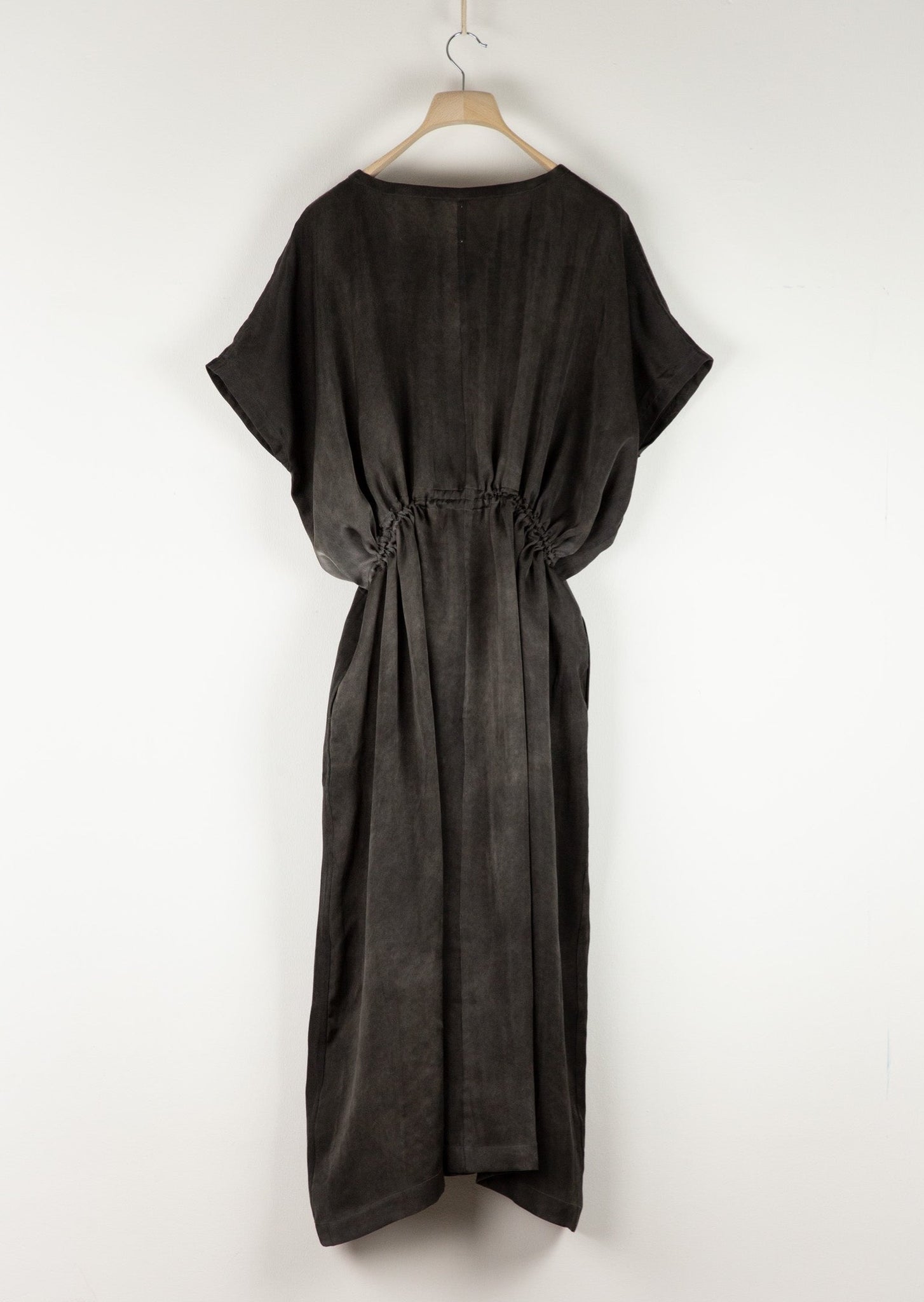 DREW Dress | Cupro Charcoal cold dye