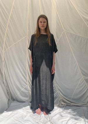 DREW Dress | Cupro Charcoal cold dye