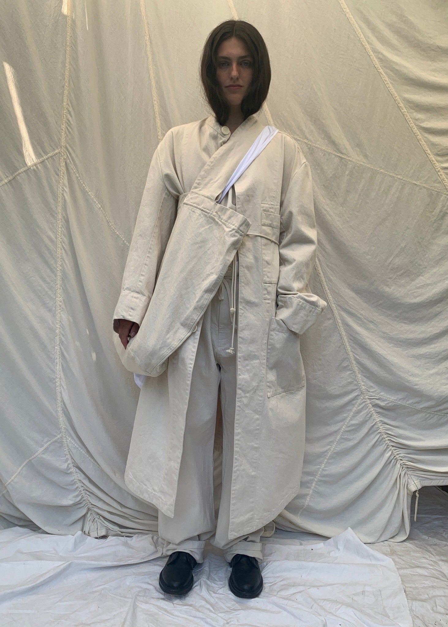 DELLA Dustercoat | Natural seeded Denim