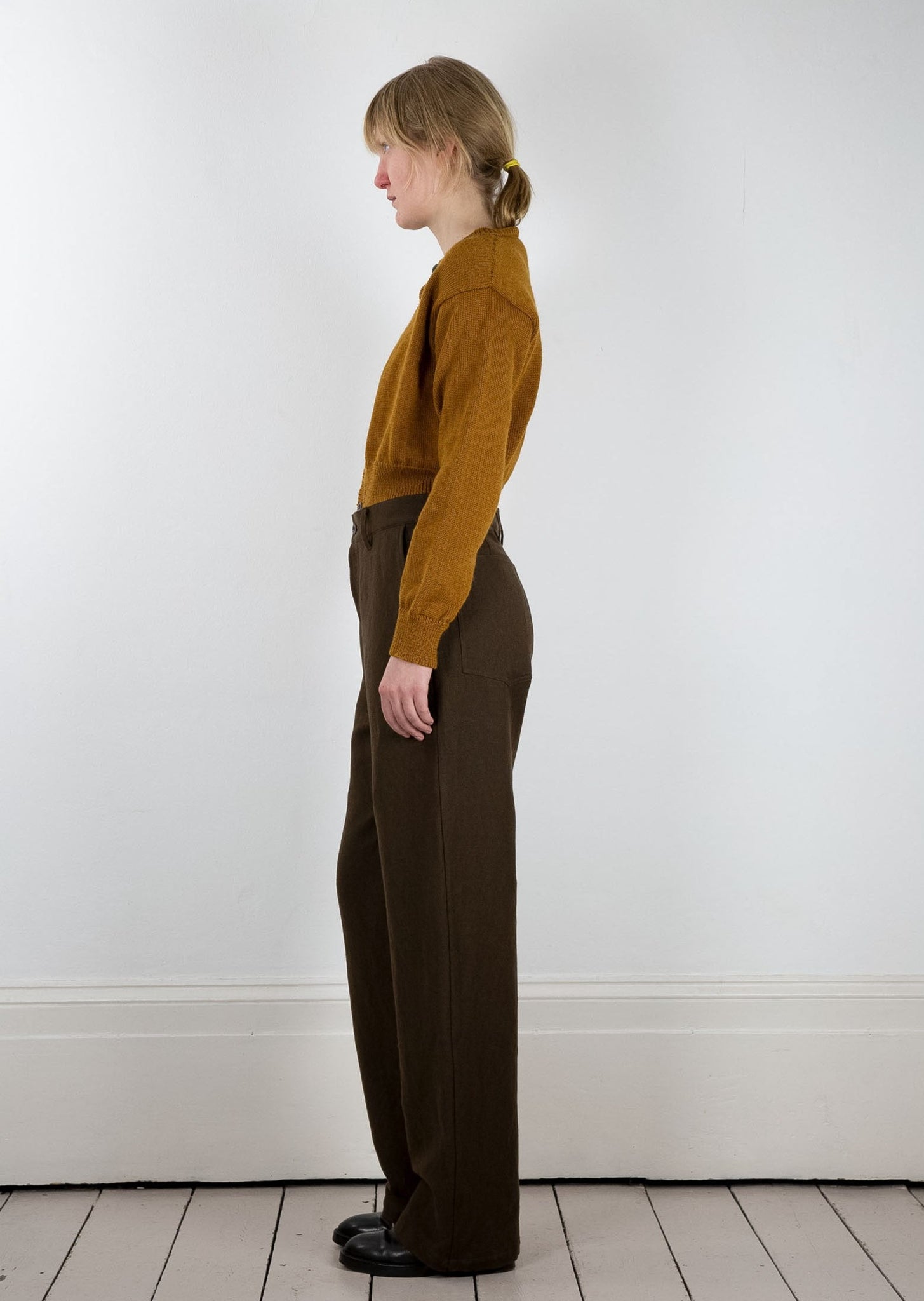 TIMOTHY Trousers | Black Earth Wool Linen | last one