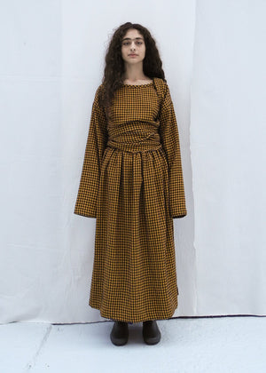 SKYE Skirt | Yellow Ochre & Brown Check | last one